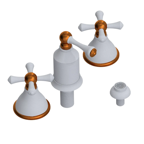 Rubinet Bidet Fitting with Spray, Diverter, and Vacum Breaker (Less Drain) Matt White