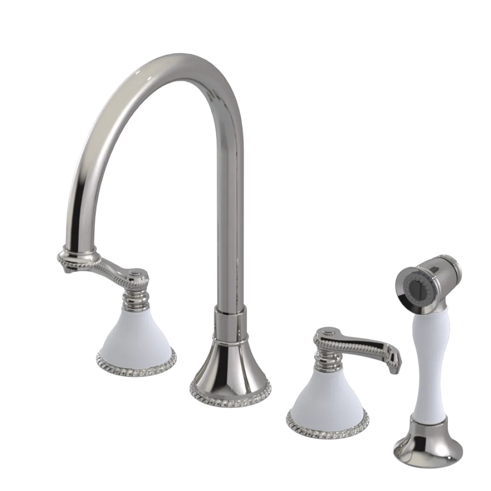 Rubinet Widespread Kitchen Set with Hand Spray Polished Nickel