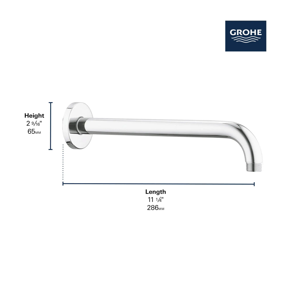 GROHE Rainshower 12" Round Shower Arm – 28577 Velvet Black