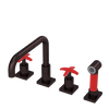 Rubinet Widespread Kitchen Set with Genesis Spout with Hand Spray Oil Rubbed Bronze