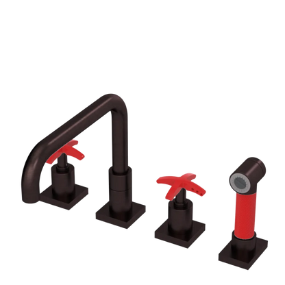 Rubinet Widespread Kitchen Set with Genesis Spout with Hand Spray Oil Rubbed Bronze