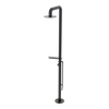 Rubinet Pressure Balance Outdoor Shower with Foot Rinse & 10" Shower Head (with shelf) - 304 Stainless Steel Black