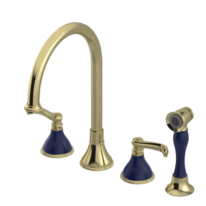 Rubinet Widespread Kitchen Set with Hand Spray Gold