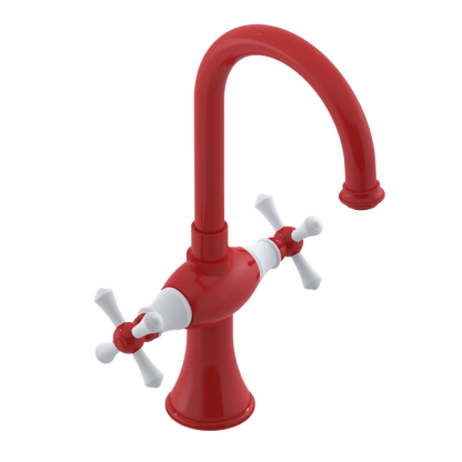 Rubinet Single Hole Dual Handle Lav. Set. (less drain) Red