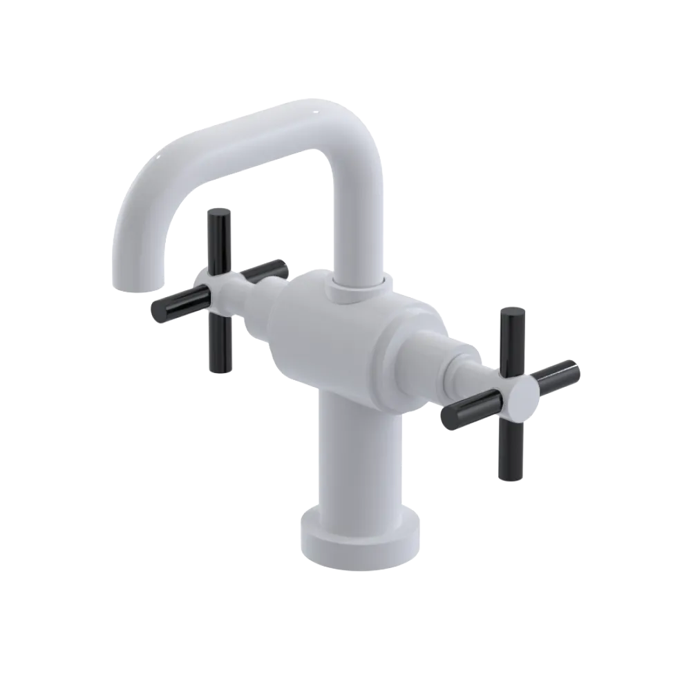 Rubinet Single Hole Dual Handle Lav. Set. (less drain) White