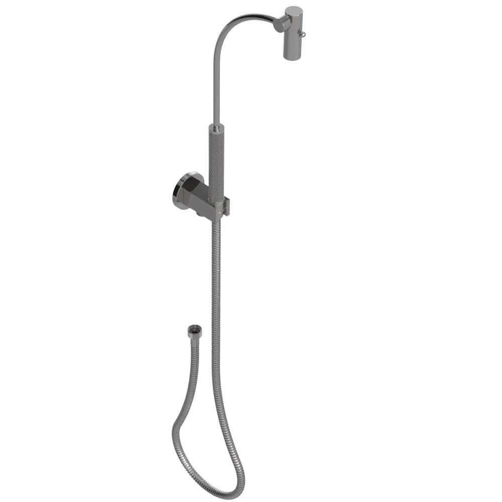 Rubinet Hand Held Shower Bidet with Extended Reach & Dual Function Spray Including Wall Bracket with Supply & Hose (Round) Polished Nickel