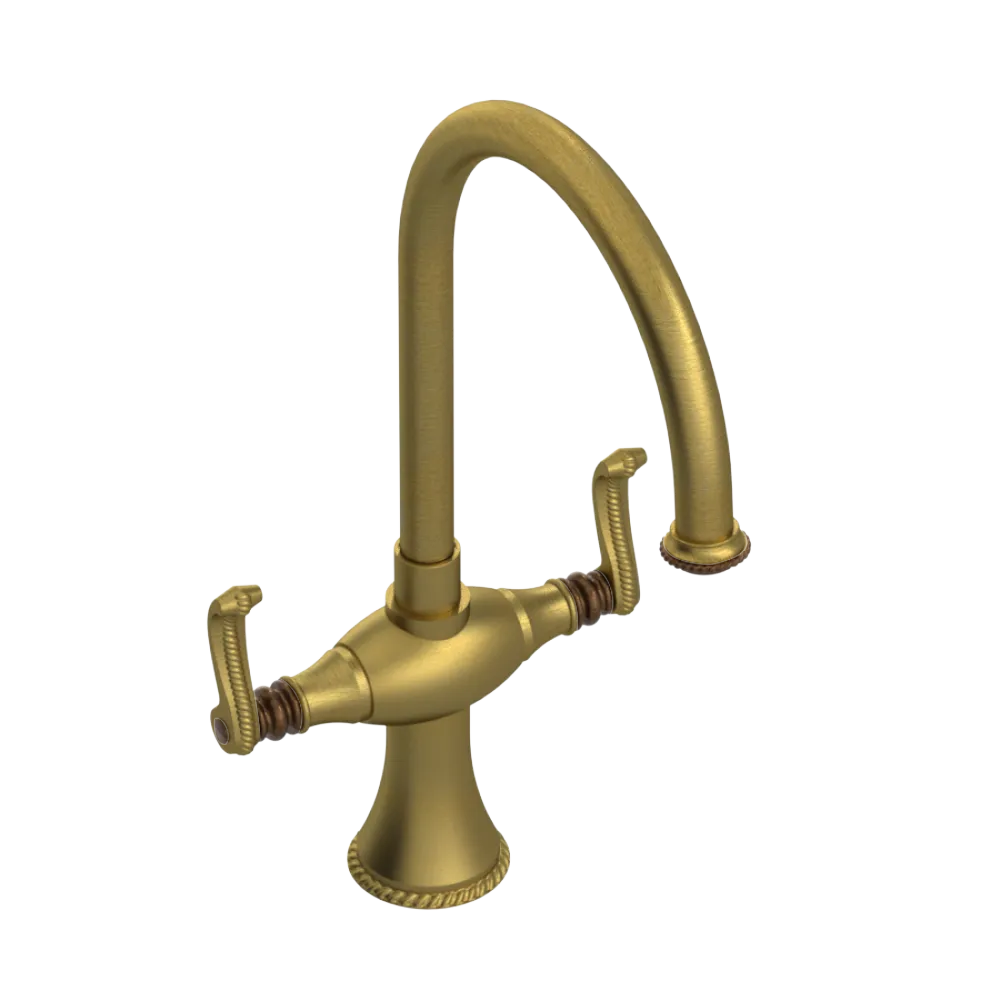 Rubinet Two Handle Single Hole Kitchen Set Antique Brass Matt