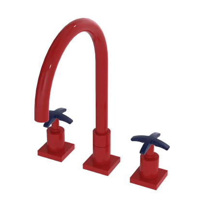 Rubinet Widespread Kitchen Set Red