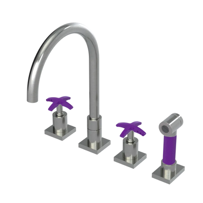Rubinet Widespread Kitchen Set with Hand Spray Satin Nickel