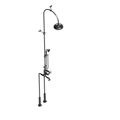 Rubinet Floor Mount Tub & Shower with hand held shower Chrome