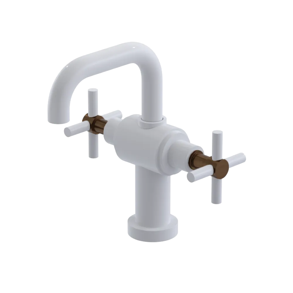 Rubinet Single Hole Dual Handle Lav. Set. (less drain) White