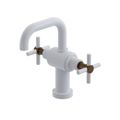 Rubinet Single Hole Dual Handle Lav. Set. (less drain) White