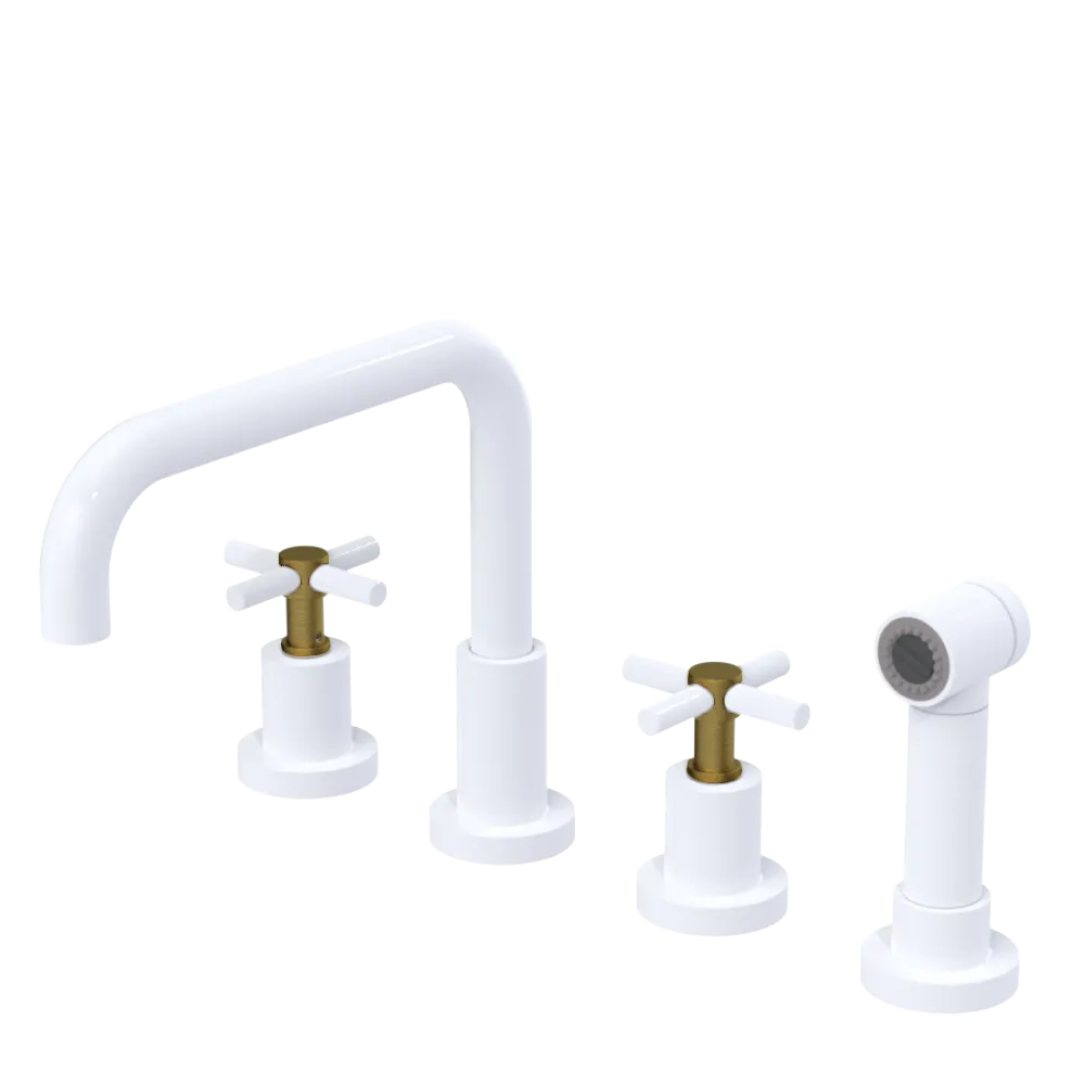 Rubinet Widespread Kitchen Set with Hand Spray White