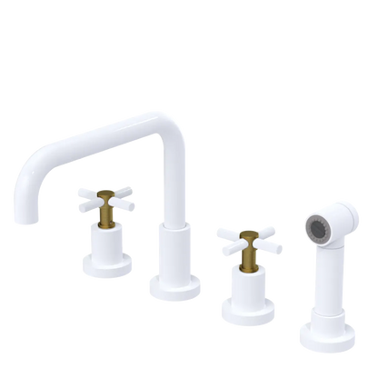 Rubinet Widespread Kitchen Set with Hand Spray White