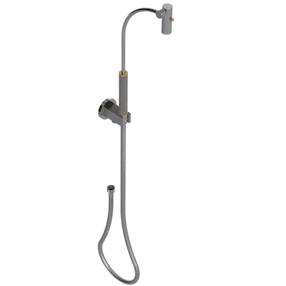 Rubinet Hand Held Shower Bidet with Extended Reach & Dual Function Spray Including Wall Bracket with Supply & Hose (Round) Polished Nickel