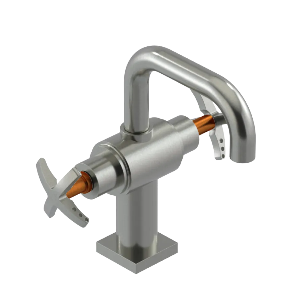 Rubinet Single Hole Dual Handle Lav. Set. with Genesis spout (less drain) Satin Nickel