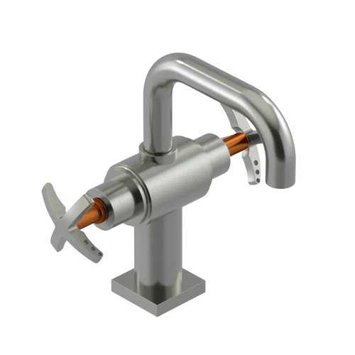 Rubinet Single Hole Dual Handle Lav. Set. with Genesis spout (less drain) Satin Nickel