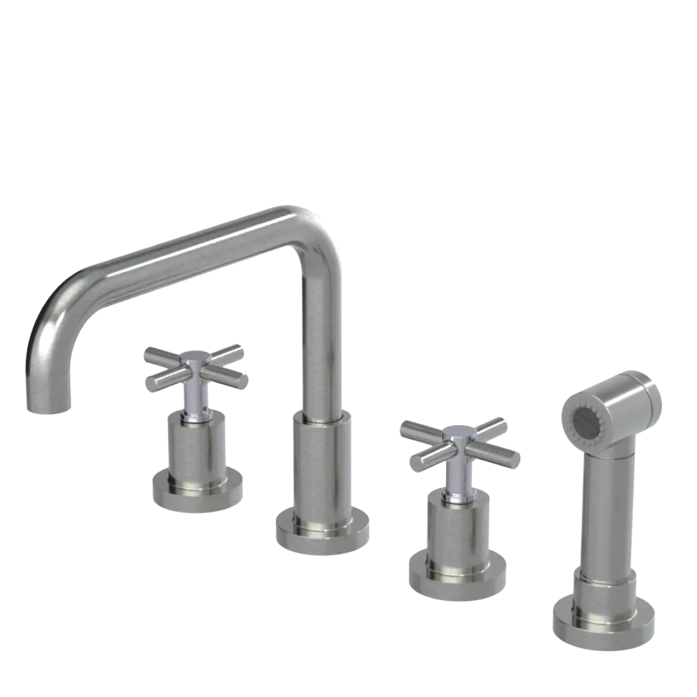 Rubinet Widespread Kitchen Set with Hand Spray Satin Nickel