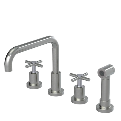 Rubinet Widespread Kitchen Set with Hand Spray Satin Nickel