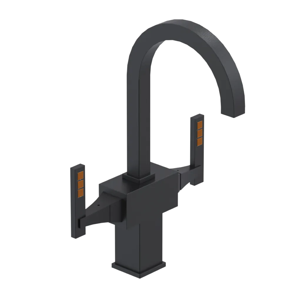 Rubinet Single Hole Dual Handle Lav. Set. (less drain) Matt Black