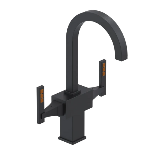 Rubinet Single Hole Dual Handle Lav. Set. (less drain) Matt Black
