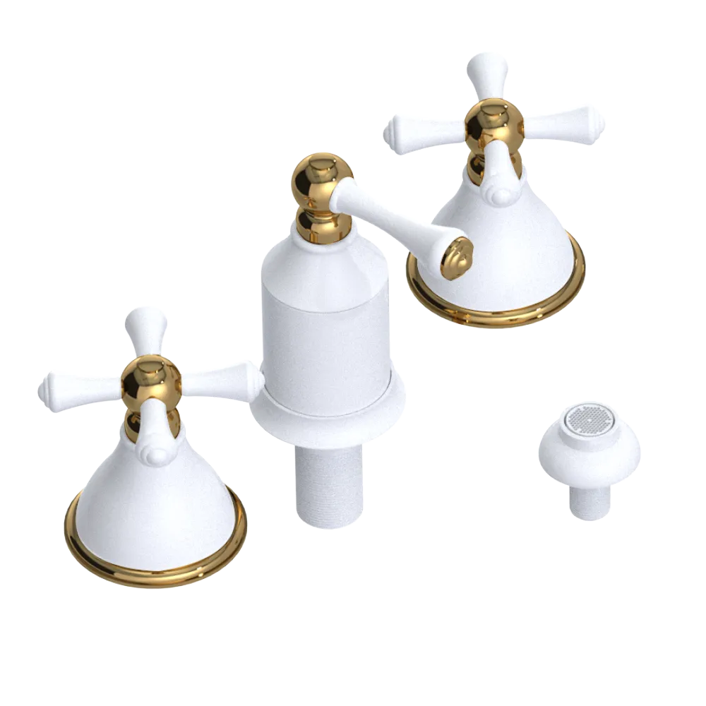 Rubinet Bidet Fitting with Spray, Diverter, and Vacum Breaker (Less Drain) White