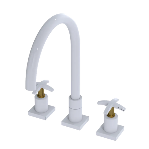 Rubinet Widespread Kitchen Set White