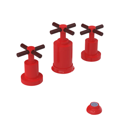 Rubinet Bidet Fitting with Spray, Diverter, and Vacuum Breaker (less drain) Red