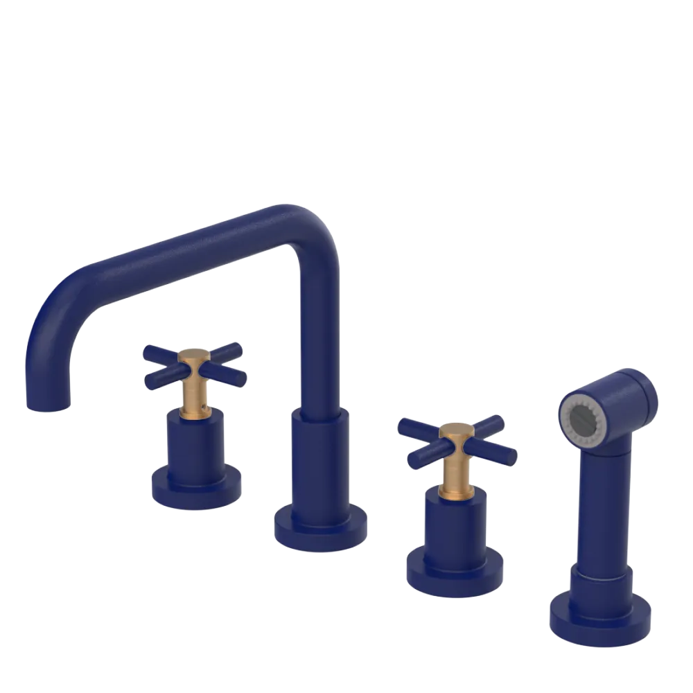Rubinet Widespread Kitchen Set with Hand Spray Midnight Blue