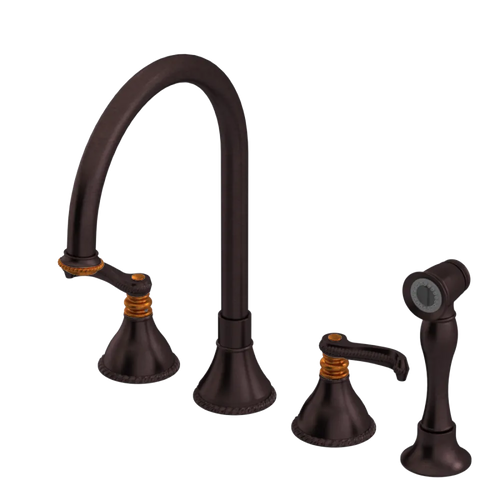 Rubinet Widespread Kitchen Set with Hand Spray Tuscan Brass