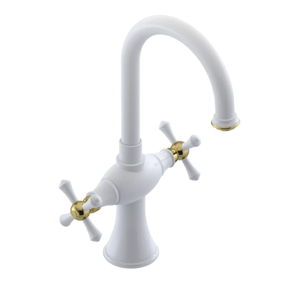 Rubinet Single Hole Dual Handle Lav. Set. (less drain) White