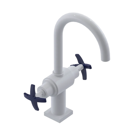 Rubinet Single Hole Dual Handle Lav. Set. (less drain) White