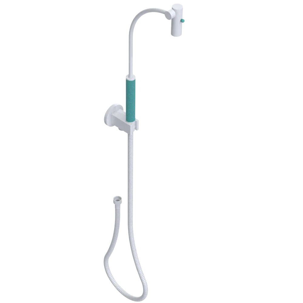 Rubinet Hand Held Shower Bidet with Extended Reach & Dual Function Spray Including Wall Bracket with Supply & Hose (Round) White