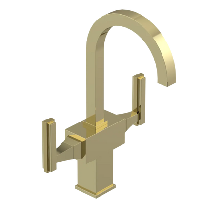 Rubinet Single Hole Dual Handle Lav. Set. (less drain) Gold