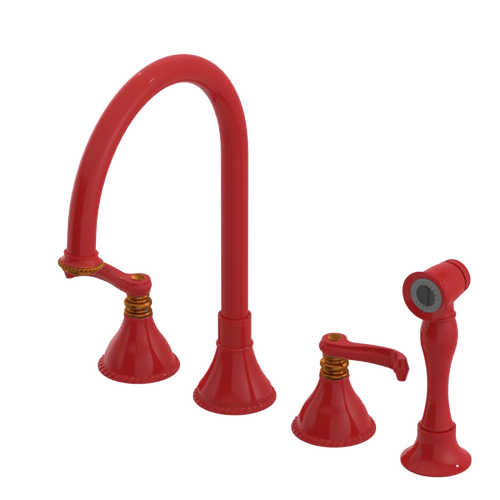 Rubinet Widespread Kitchen Set with Hand Spray Red