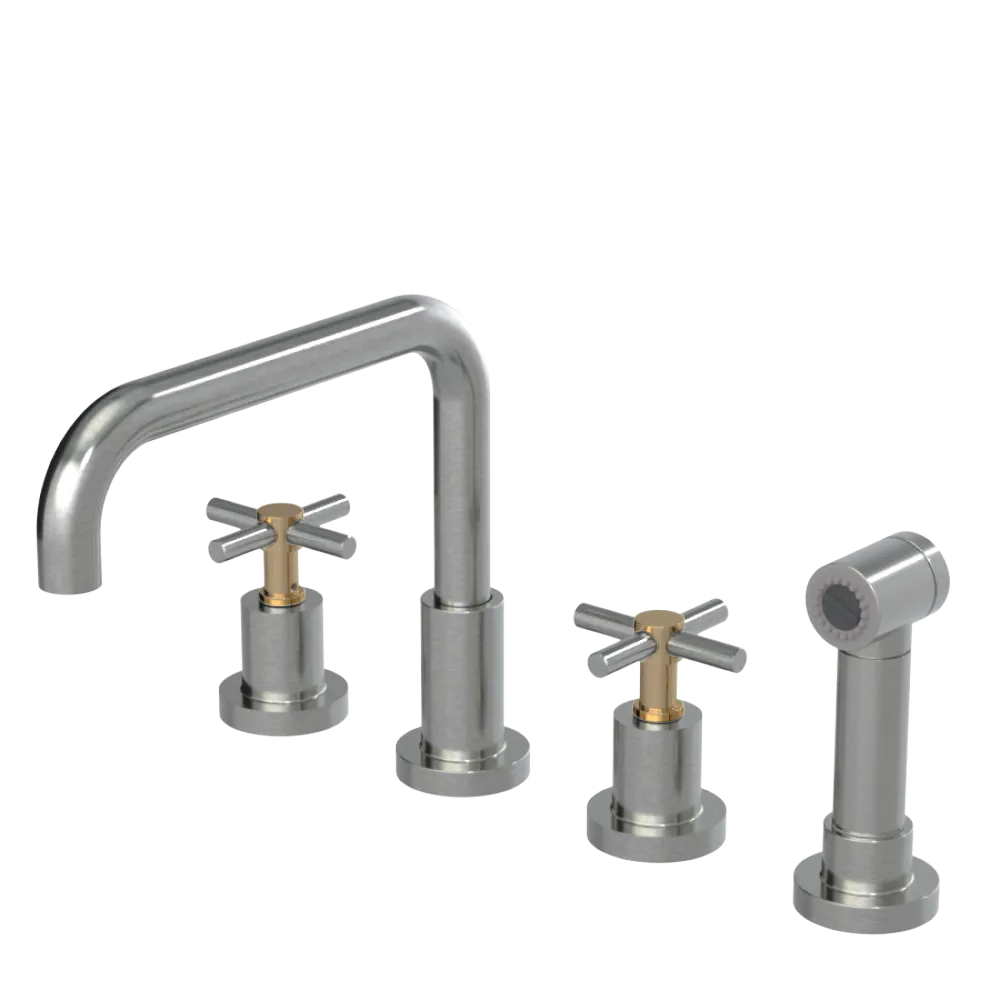 Rubinet Widespread Kitchen Set with Hand Spray Satin Nickel