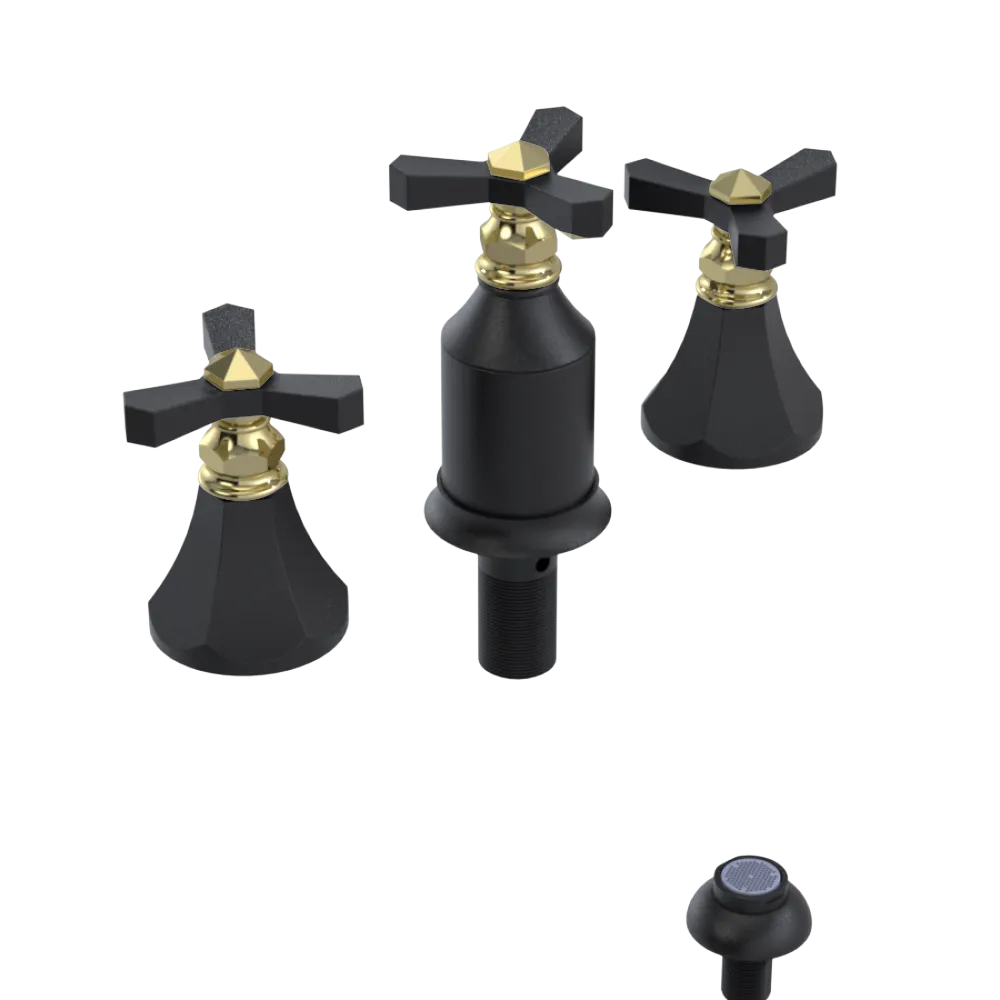Rubinet Bidet Fitting with Spray, Diverter, and Vacum Breaker (Less Drain) Matt Black