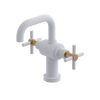 Rubinet Single Hole Dual Handle Lav. Set. (less drain) Matt White