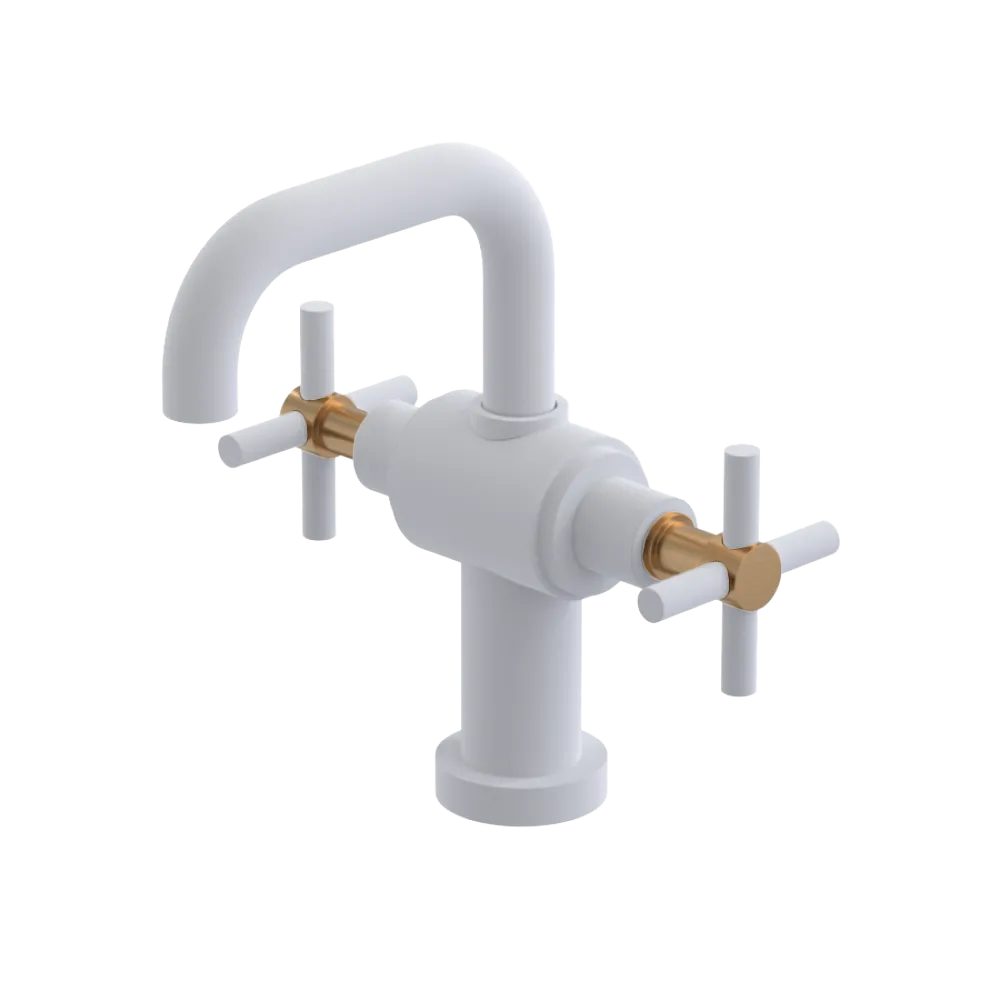 Rubinet Single Hole Dual Handle Lav. Set. (less drain) Matt White
