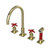 Rubinet Widespread Kitchen Set with Hand Spray Gold