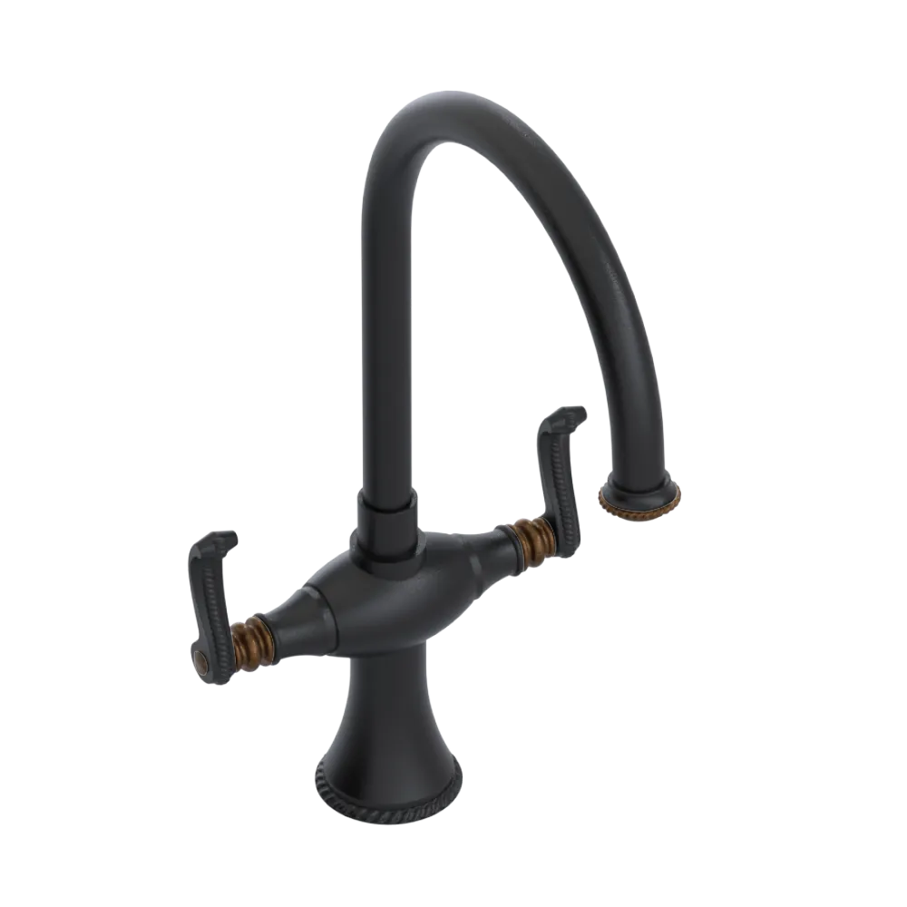 Rubinet Two Handle Single Hole Kitchen Set Matt Black