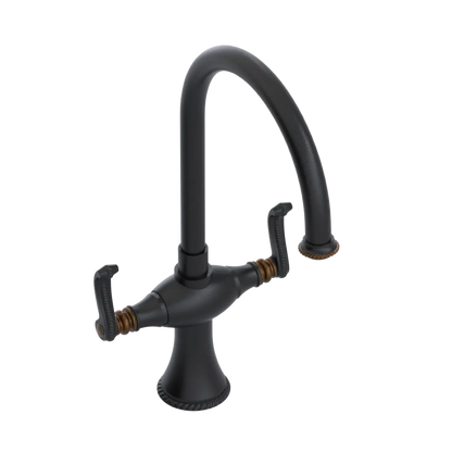 Rubinet Two Handle Single Hole Kitchen Set Matt Black