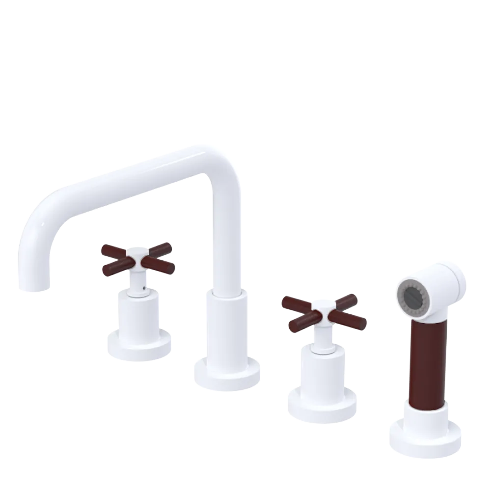 Rubinet Widespread Kitchen Set with Hand Spray White
