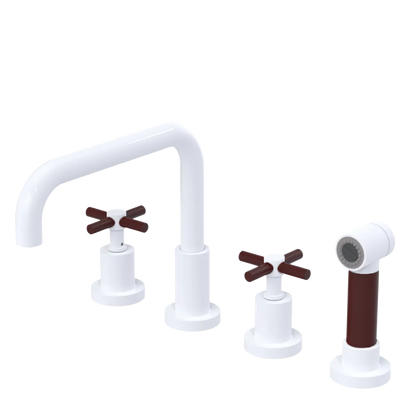 Rubinet Widespread Kitchen Set with Hand Spray White