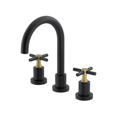 Rubinet Widespread Lav. Set. (less drain) Matt Black