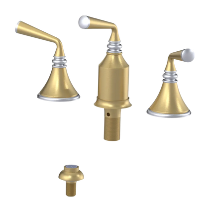 Rubinet Bidet Fitting with Spray, Diverter, and Vacum Breaker (Less Drain) Satin Brass