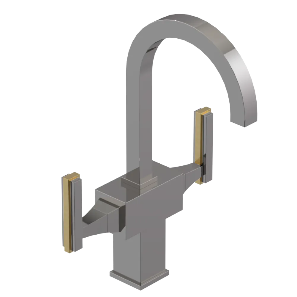 Rubinet Single Hole Dual Handle Lav. Set. (less drain) Polished Nickel