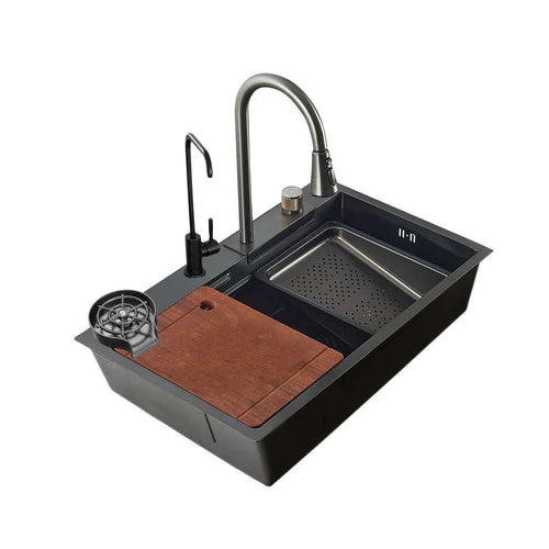 29.5" X 18" Workstation Kitchen Sink With Cup Washer - Golzar Home