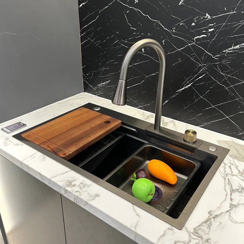 29.5" X 18" Workstation Kitchen Sink With Cup Washer - Golzar Home
