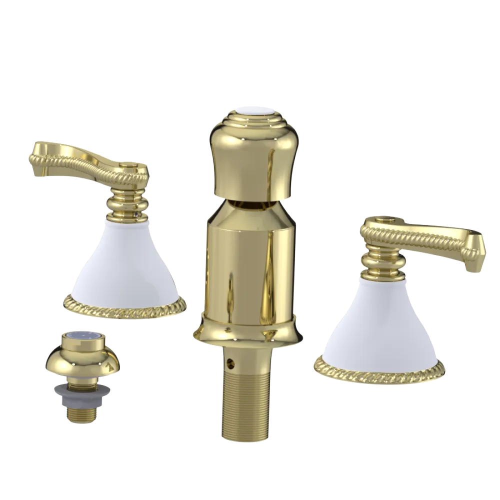 Rubinet Bidet Fitting with Spray, Diverter, and Vacum Breaker (Less Drain) Gold